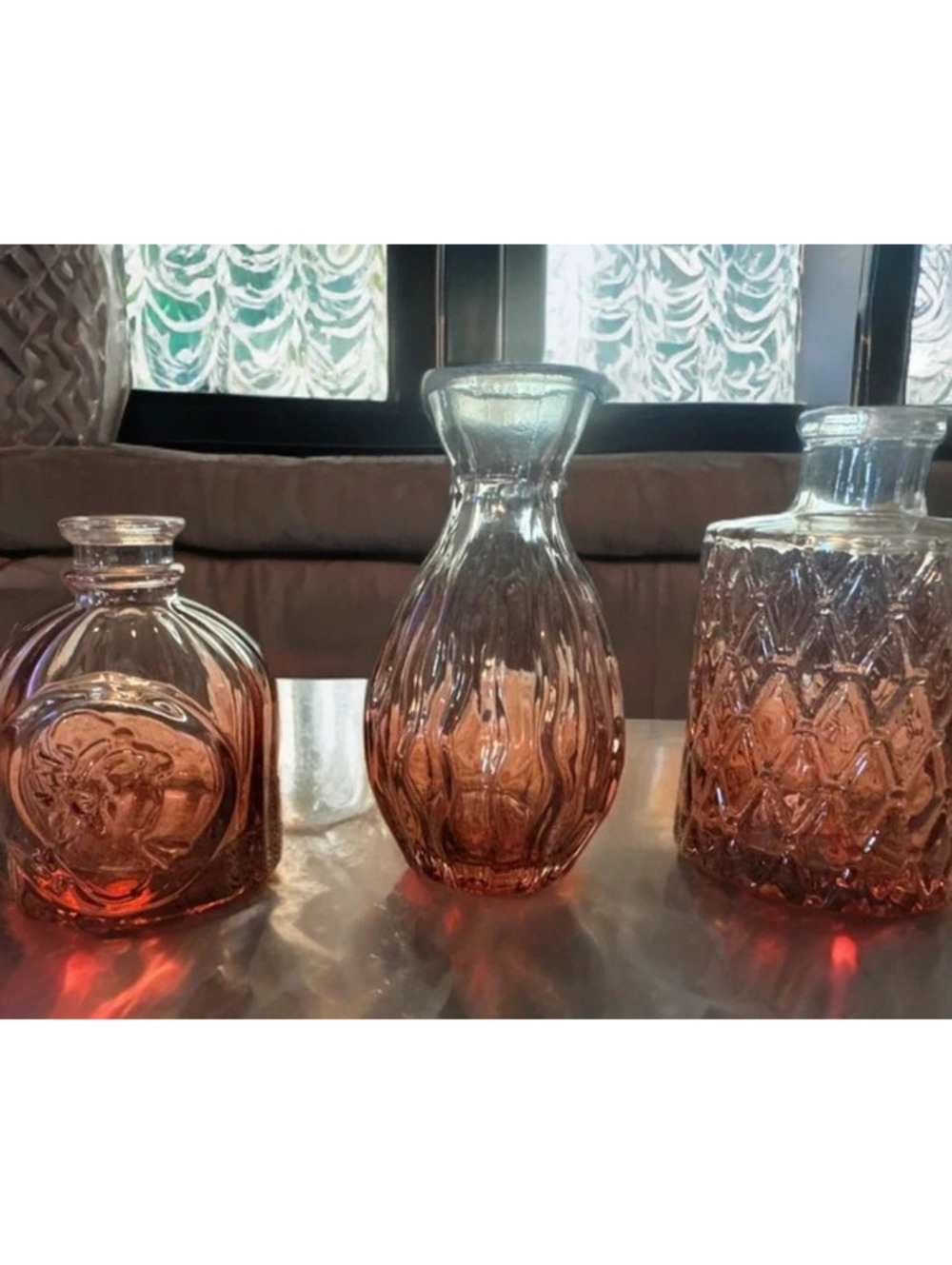 Decorative Miniature Rose Glass Vase Set